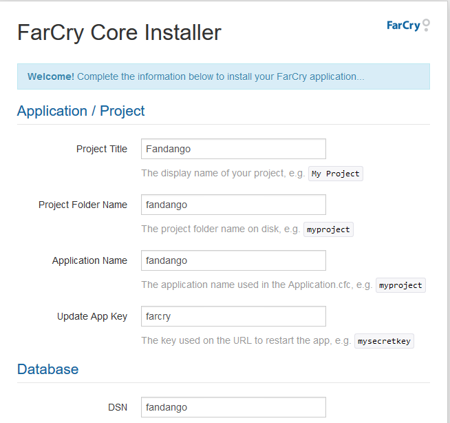 installing farcry cms on lucee server