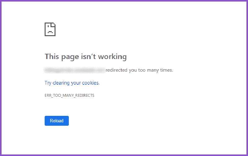 ERR_TOO_MANY_REDIRECTS Google Chrome