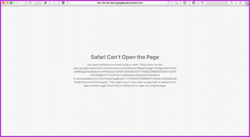 ERR_TOO_MANY_REDIRECTS Safari