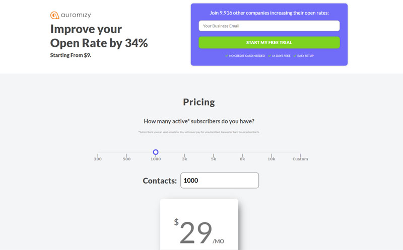 Automizy Plans & Pricing