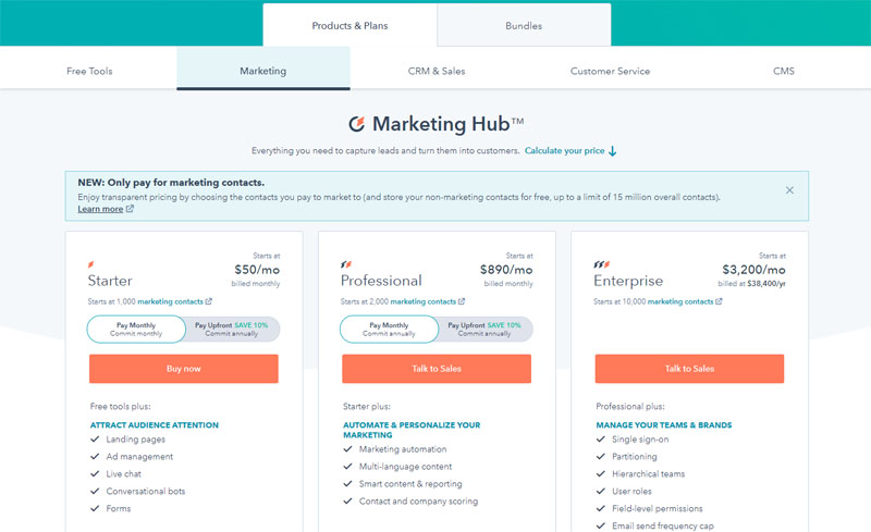 Hubspot Plans and Pricing