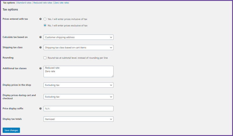 WooCommerce Taxes
